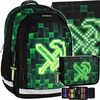 Viackomorový školský batoh Starpak, čierny, Odtiene zelenej + 2 ďalšie produkty